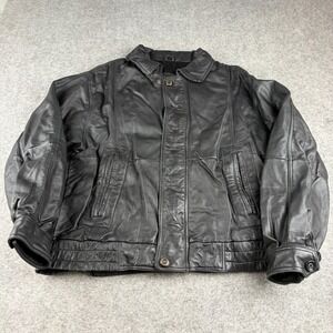 William Barry Leather Jacket Mens Medium Black Vintage‎ Biker Bomber Coat